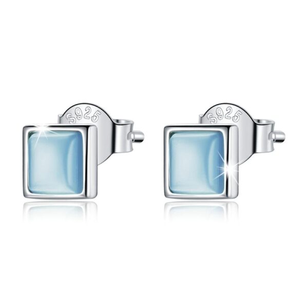 Solid 925 Sterling Silver Clarity in Baby Blue Stud Earrings
