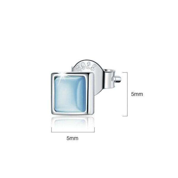 Solid 925 Sterling Silver Clarity in Baby Blue Stud Earrings - Image 6