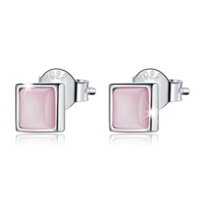 Solid 925 Sterling Silver Clarity in Baby Pink Stud Earrings