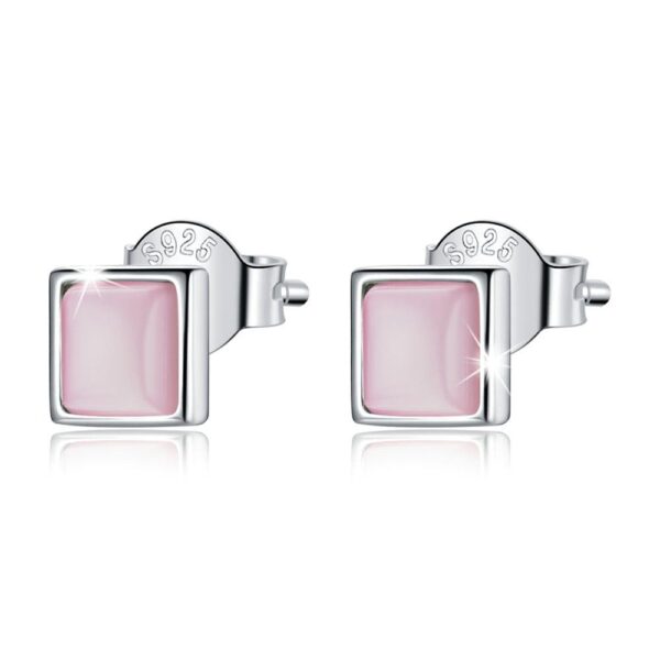 Solid 925 Sterling Silver Clarity in Baby Pink Stud Earrings