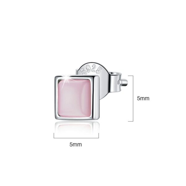 Solid 925 Sterling Silver Clarity in Baby Pink Stud Earrings - Image 6