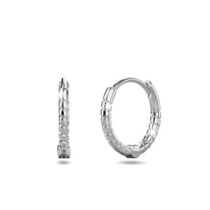 Solid 925 Sterling Silver Helical Huggie Earrings Silver