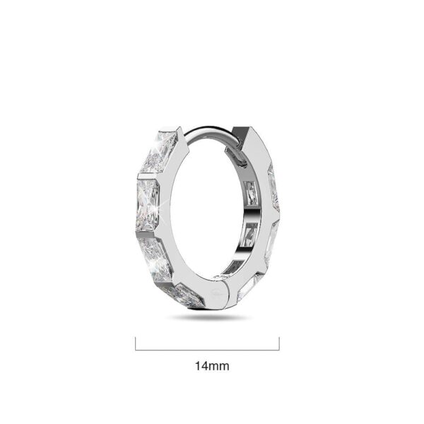 Solid 925 Sterling Silver Clove Zircon Huggie Earrings Silver - Image 5