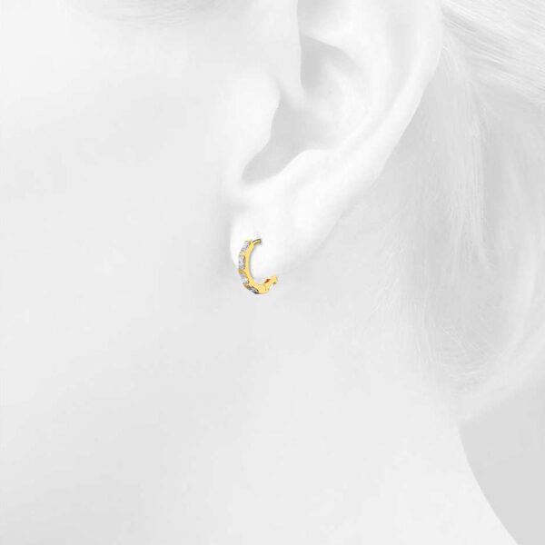 Solid 925 Sterling Silver Clove Zircon Huggie Earrings Gold - Image 2