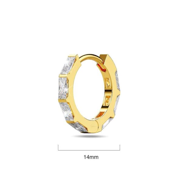 Solid 925 Sterling Silver Clove Zircon Huggie Earrings Gold - Image 3