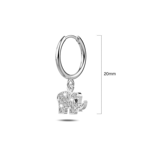 Solid 925 Sterling Silver Elly Zircon Huggie Earrings Silver - Image 5