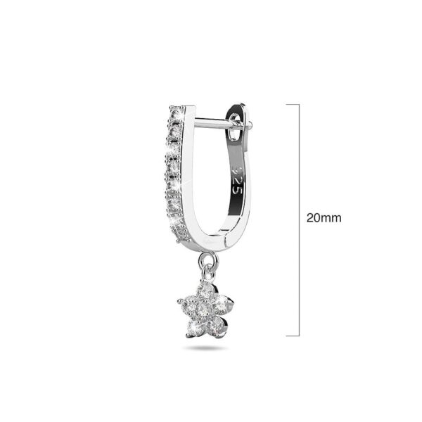 Solid 925 Sterling Silver Floret Zircon Huggie Earrings Silver - Image 5