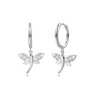Solid 925 Sterling Silver Admiral Zircon Huggie Earrings Silver