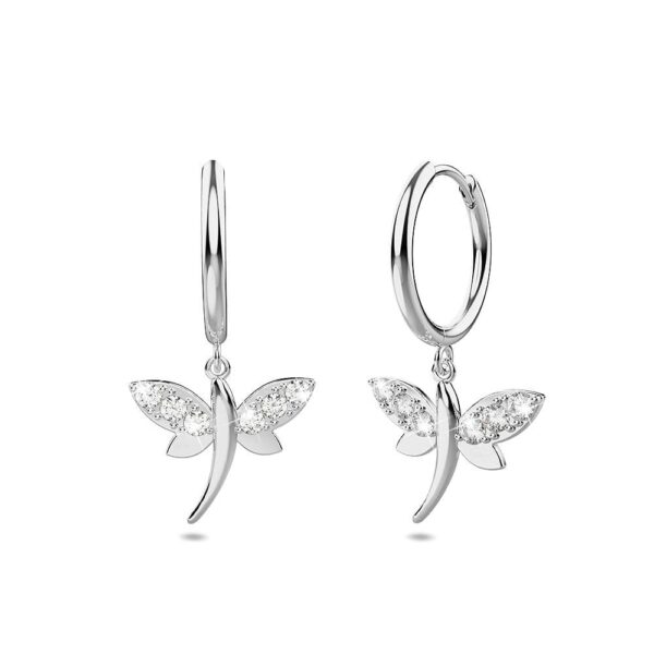 Solid 925 Sterling Silver Admiral Zircon Huggie Earrings Silver