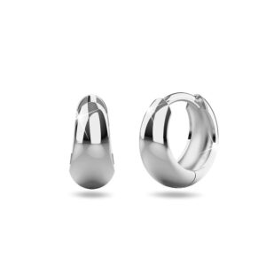 Solid 925 Sterling Silver Belgium Zircon Huggie Earrings Silver