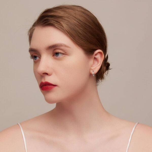 Solid 925 Signature Silver Olive Leaves Arc Earrings - Image 7