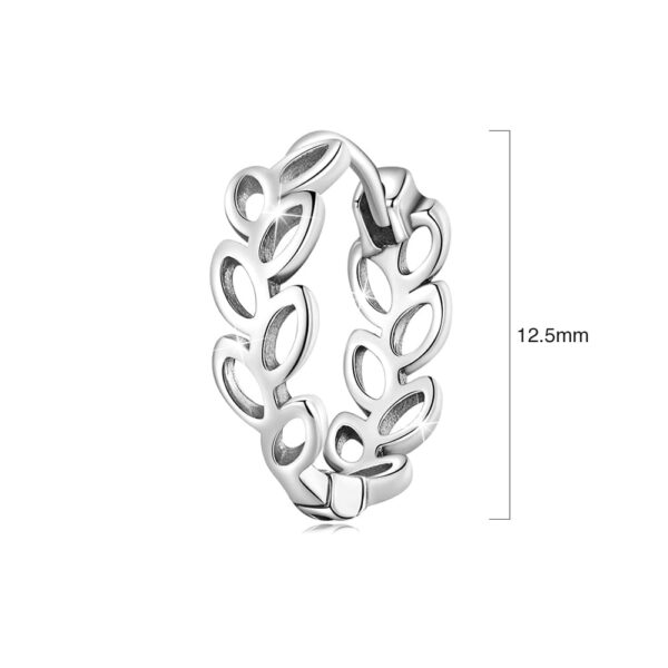 Solid 925 Signature Silver Olive Leaves Arc Earrings - Image 8