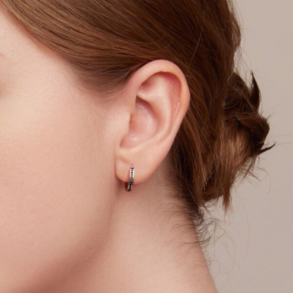 Solid 925 Signature Silver Black Dragon Tail Huggie Earrings - Image 5