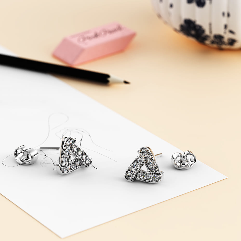 Trinity Zircon Pavé Stud Earrings - Image 2