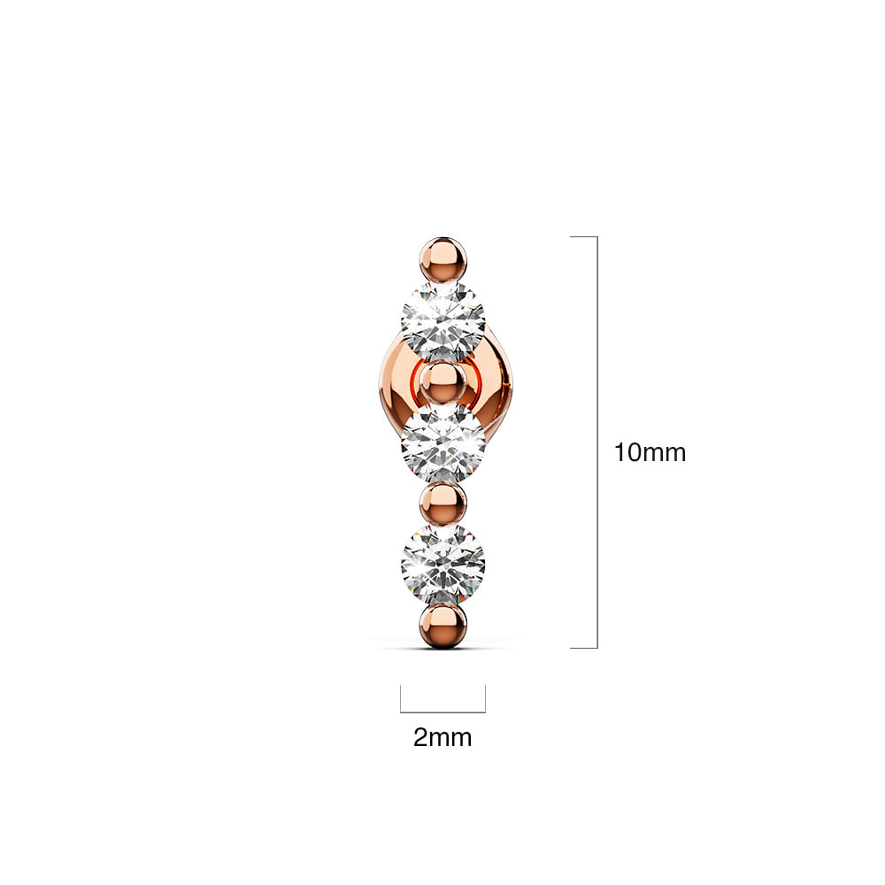 Triple Zircon Cluster Stud Earrings In Rose Gold - Image 4