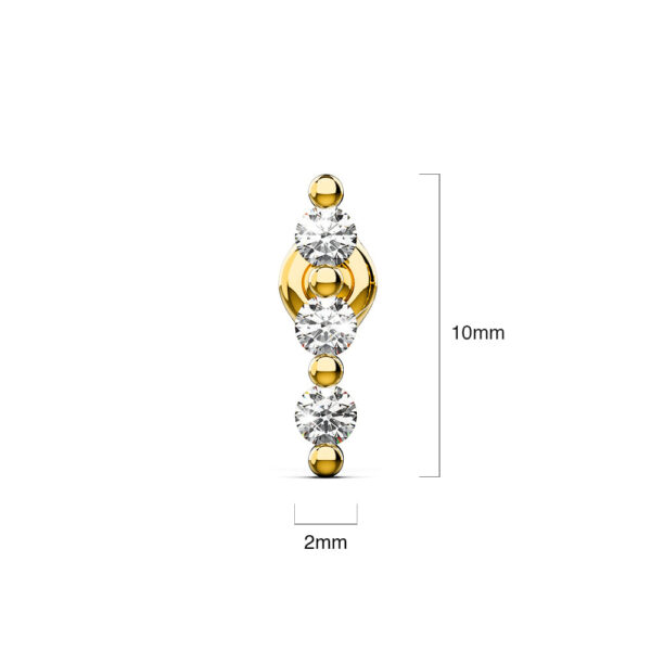 Triple Zircon Cluster Stud Earrings In Gold - Image 4