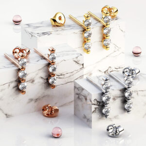 Triple Zircon Cluster Stud Earrings