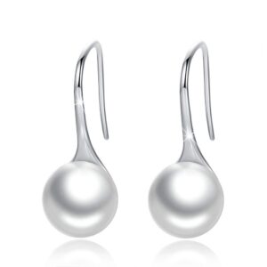 Solid 925 Sterling Silver Pearl Drop Earrings