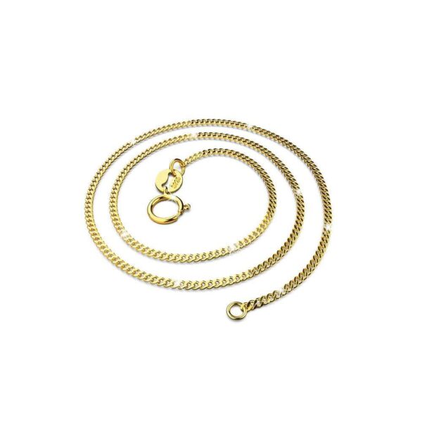 Solid 925 Sterling Silver Curb Chain Chain Necklace in Gold Layered - Image 2