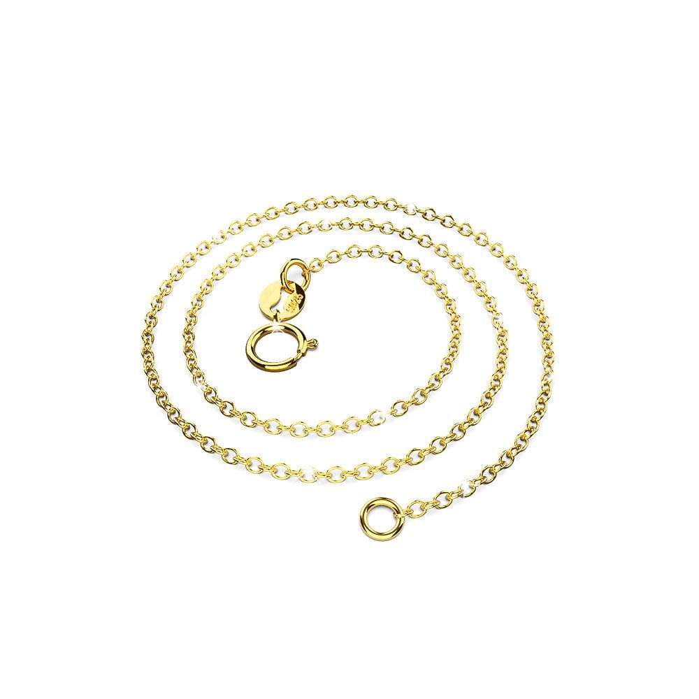 Solid 925 Sterling Silver Trace Chain Necklace in Gold Layered