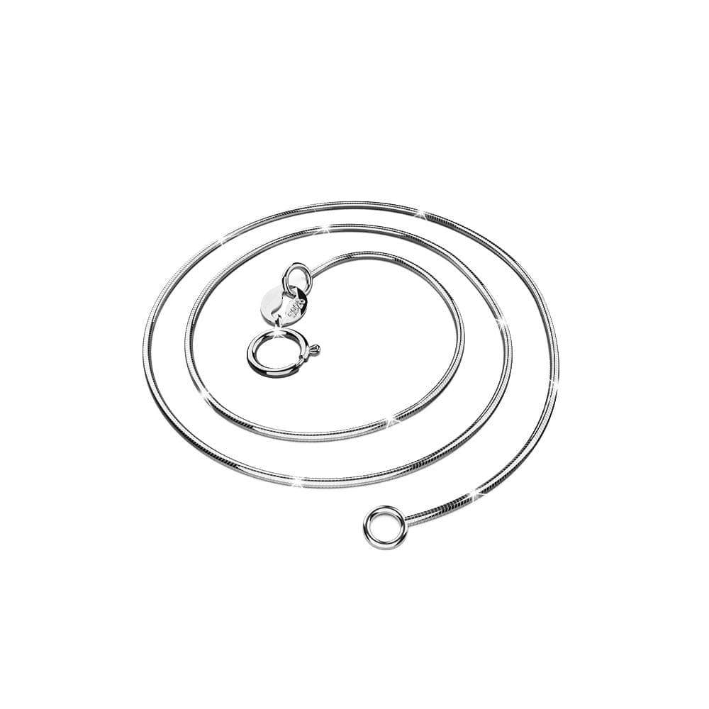 Solid 925 Sterling Silver Snake Chain Necklace in White Gold Layered