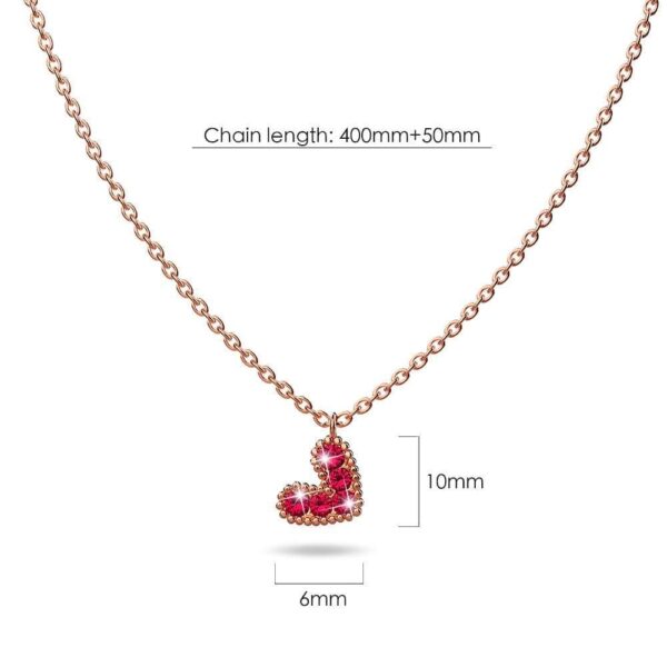 Solid 925 Sterling Silver Bright Red Corundum Crystals Heart-Shaped Pendant Necklace - Image 5