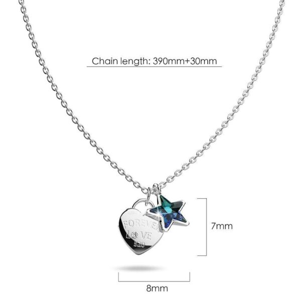 Solid 925 Sterling Silver Heart-Shaped Pendant and Bermuda Blue Necklace Embellished with Crystals from SWAROVSKI¬Ã† - Image 4