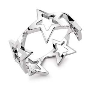 Solid 925 Sterling Silver Interconnected Star Ring