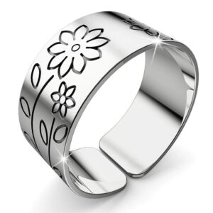 Solid 925 Sterling Silver Antique Floral Engrave Ring