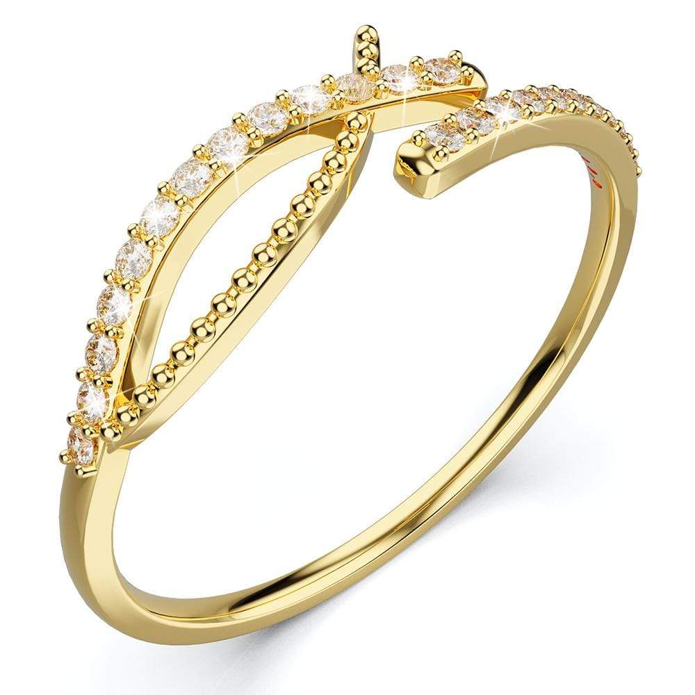 Solid 925 Sterling Silver Serendipity Adjustable Stacking Ring Gold