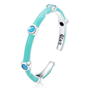 Solid 925 Sterling Silver Blue Caterpillar Ring