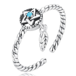 Solid 925 Signature Silver Pentagram Charm Ring