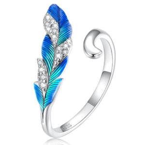 Solid 925 Signature Silver Mayura Flaunty Open Cut Feather Ring