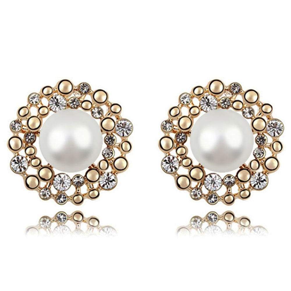 Stud Earrings White Embellished with SWAROVSKI® Crystal Pearls