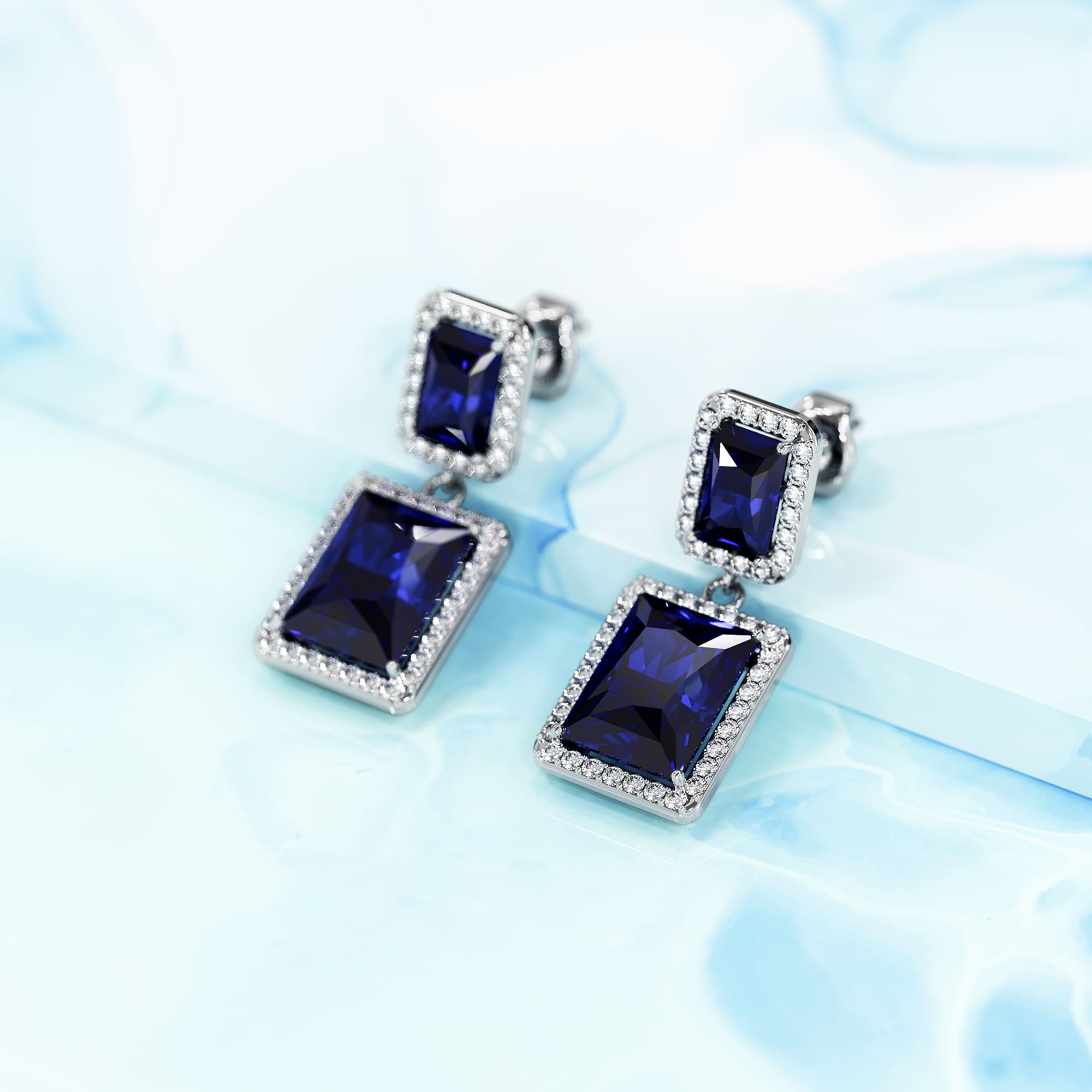 Leticia Bloom Earrings in Sapphire - Image 3