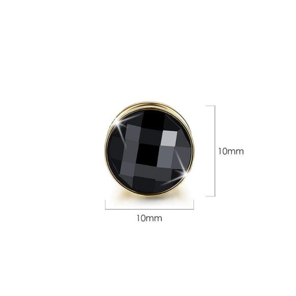 Onyx Gold Button Stud Earrings - Image 2