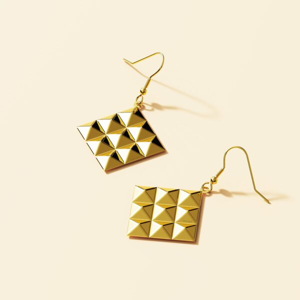 Fascination Geometric Style Diamond Shape Metallic Earrings Gold - Image 12