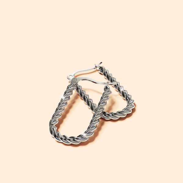 Chic White Gold Dangle Earrings - Image 2
