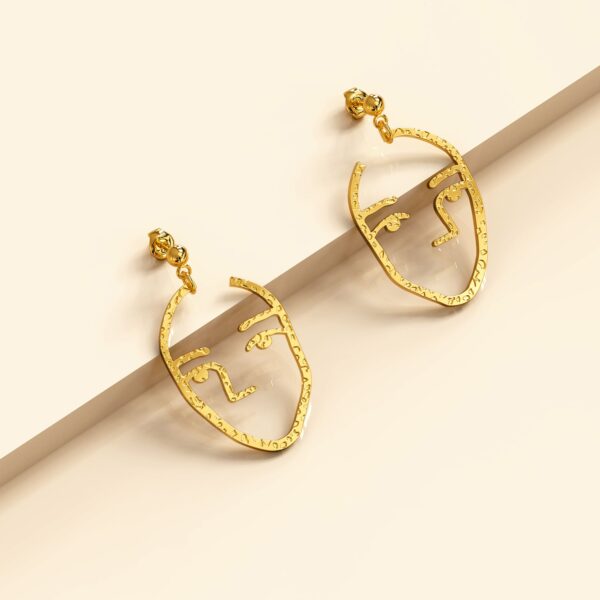 Double Face Gold Layered Earrings - Image 2