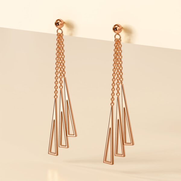 Royal Tassel Rose Gold Layered Earrings - Image 2