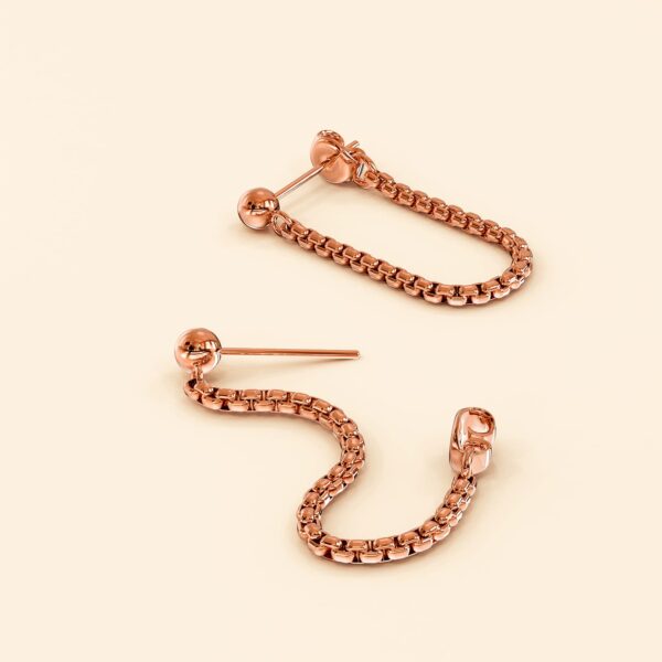 Zeus Connector Ball Stud Rose Gold Layered Earrings - Image 2