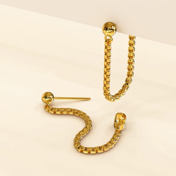 Zeus Connector Ball Stud Gold Layered Earrings - Image 2
