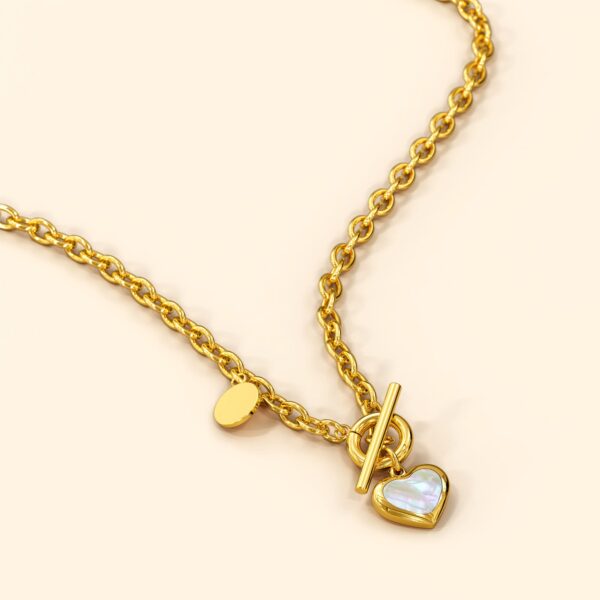 Gloria Chunky Heart Toggle Closure Necklace in Gold - Image 8