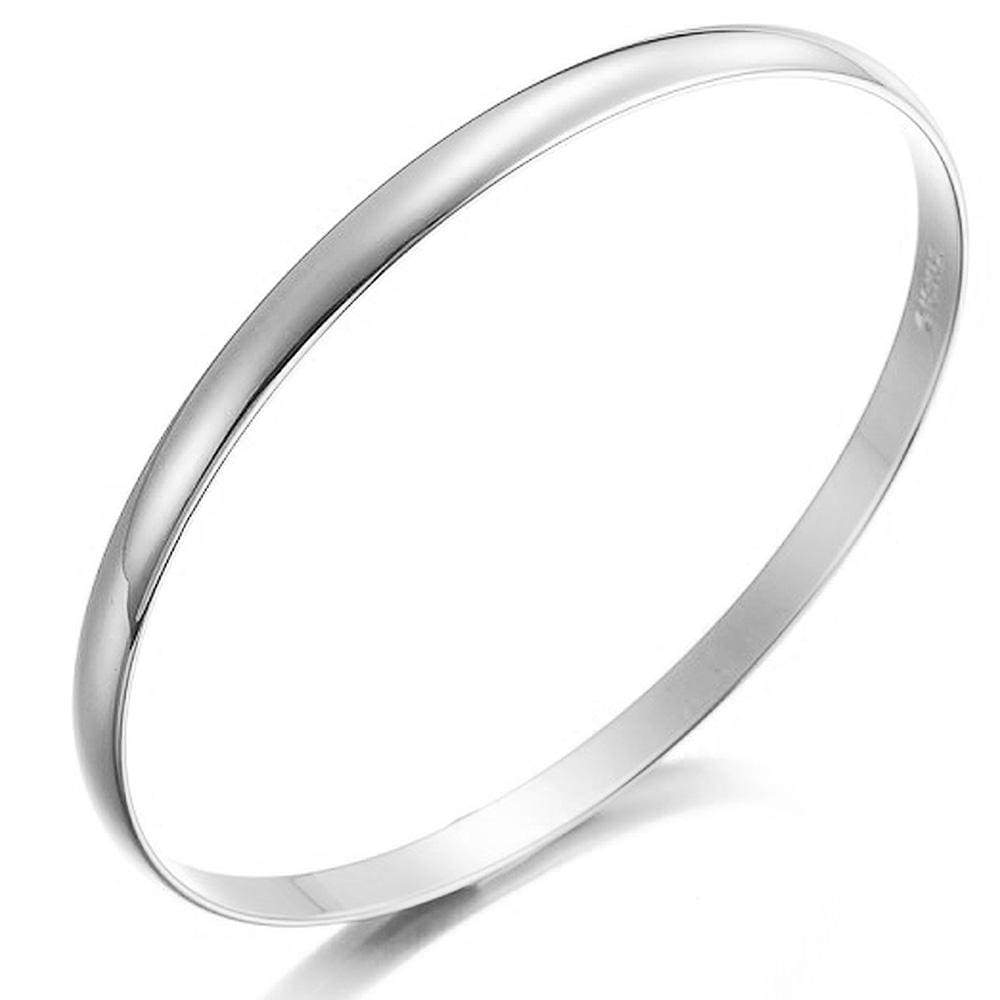 Medium Line Bangle White Gold