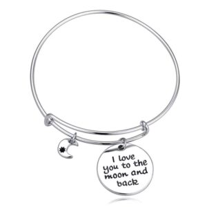 Love You To The Moon And Back Toggle Tubular Adjustable Bangle
