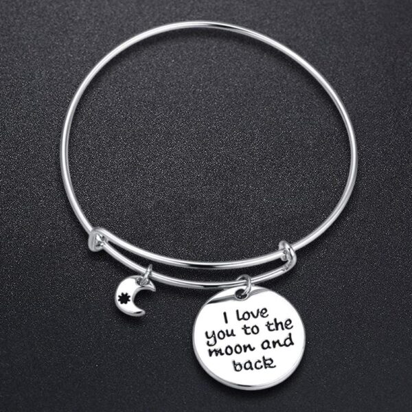 Love You To The Moon And Back Toggle Tubular Adjustable Bangle - Image 2