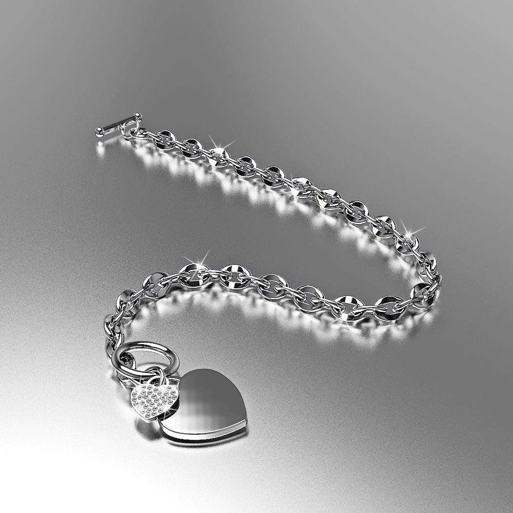 Diamond cut Belcher Chain T-lock Toggle Bracelet in White Gold Layered Steel Jewellery - Image 2