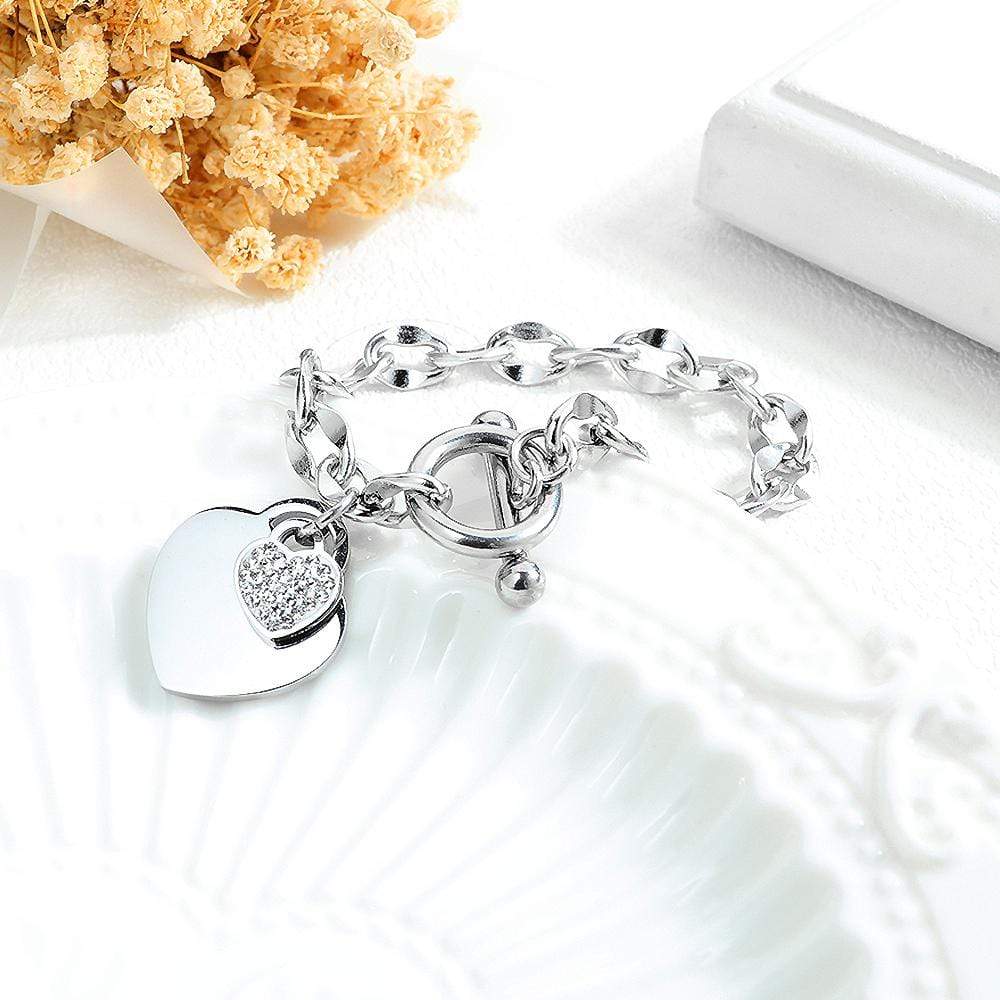Diamond cut Belcher Chain T-lock Toggle Bracelet in White Gold Layered Steel Jewellery - Image 3