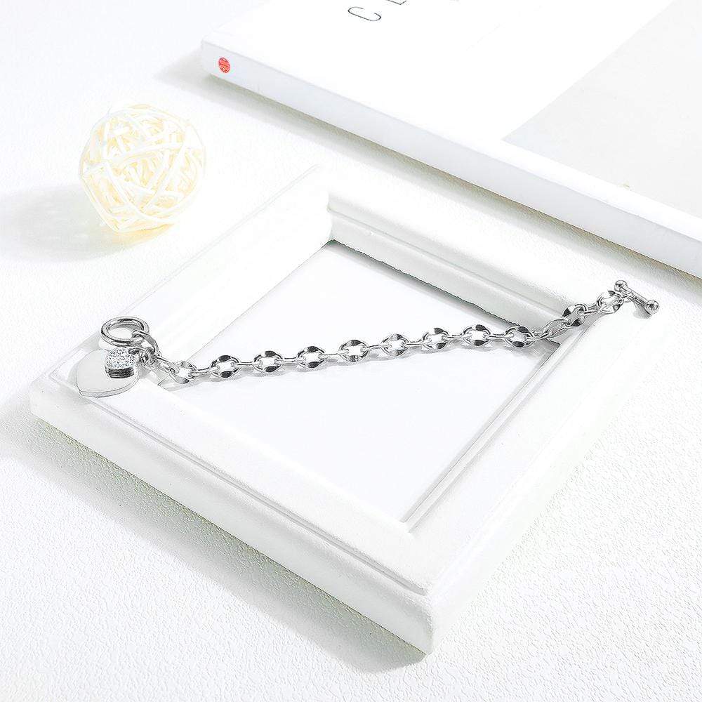 Diamond cut Belcher Chain T-lock Toggle Bracelet in White Gold Layered Steel Jewellery - Image 4