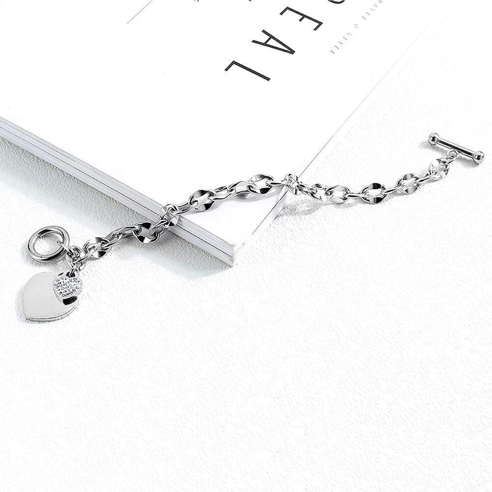 Diamond cut Belcher Chain T-lock Toggle Bracelet in White Gold Layered Steel Jewellery - Image 5